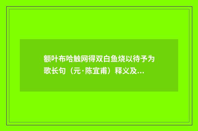 额叶布哈触网得双白鱼烧以待予为歌长句（元·陈宜甫）释义及解释