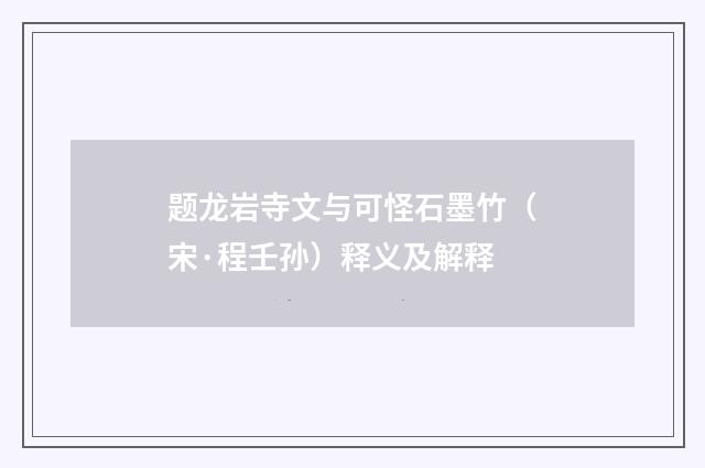 题龙岩寺文与可怪石墨竹（宋·程壬孙）释义及解释
