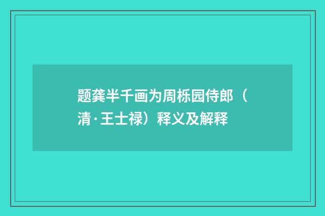 题龚半千画为周栎园侍郎（清·王士禄）释义及解释