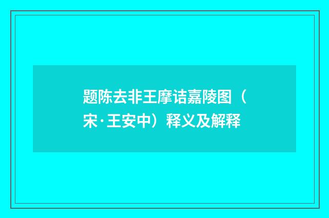 题陈去非王摩诘嘉陵图（宋·王安中）释义及解释
