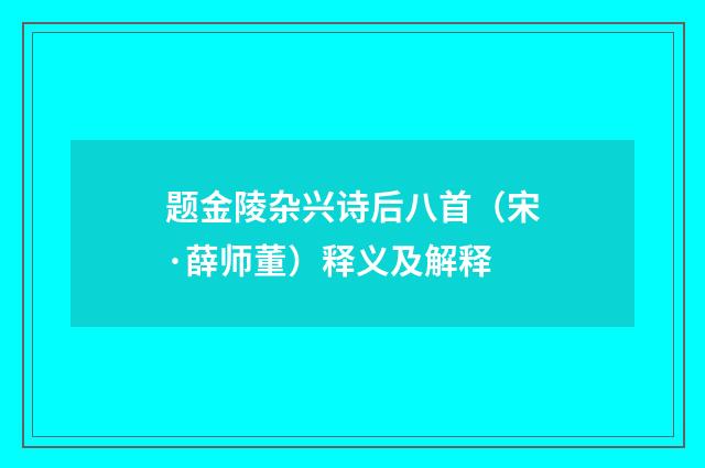 题金陵杂兴诗后八首（宋·薛师董）释义及解释