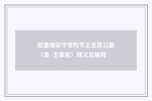 题重脩宋守常殉节王忠荩公墓（清·王家枢）释义及解释