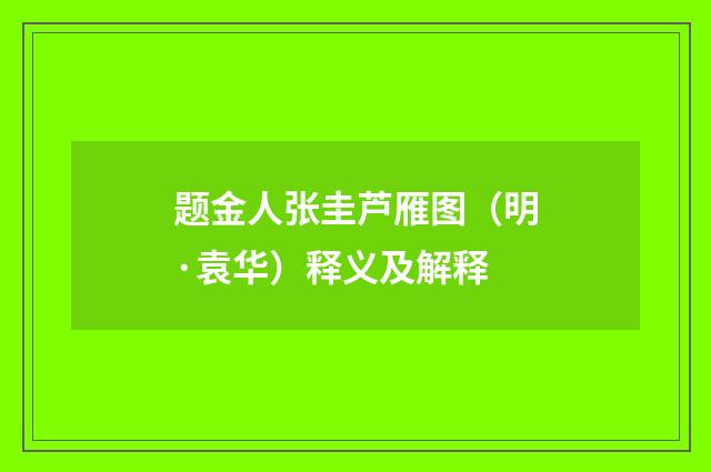 题金人张圭芦雁图（明·袁华）释义及解释