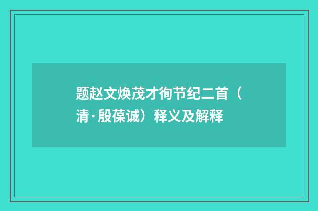 题赵文焕茂才徇节纪二首（清·殷葆诚）释义及解释