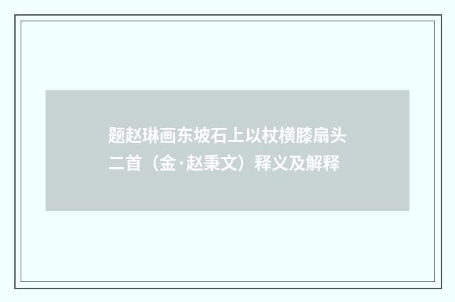 题赵琳画东坡石上以杖横膝扇头二首（金·赵秉文）释义及解释