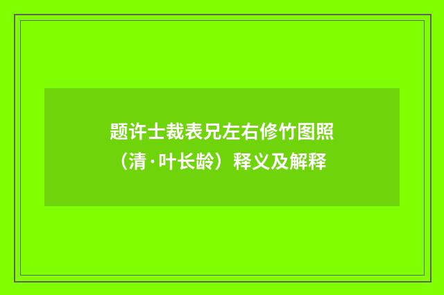 题许士裁表兄左右修竹图照（清·叶长龄）释义及解释