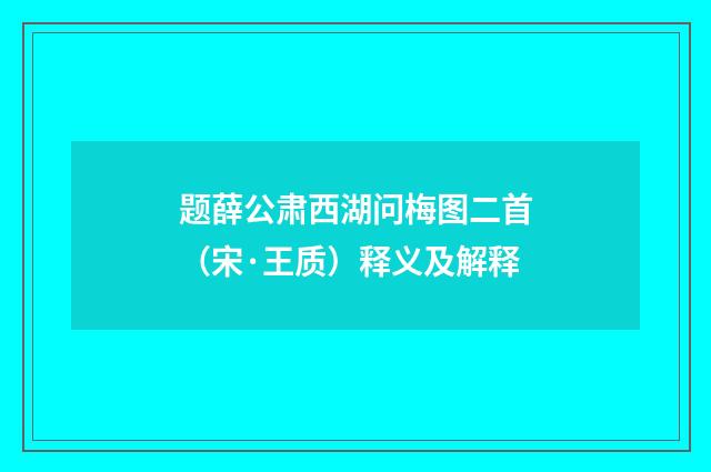 题薛公肃西湖问梅图二首（宋·王质）释义及解释