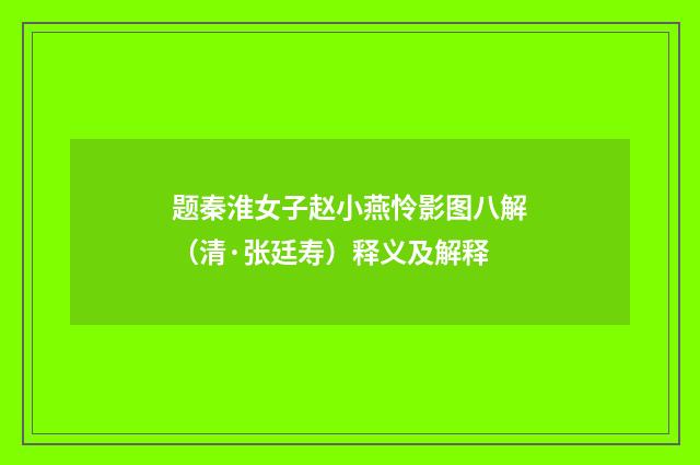 题秦淮女子赵小燕怜影图八解（清·张廷寿）释义及解释