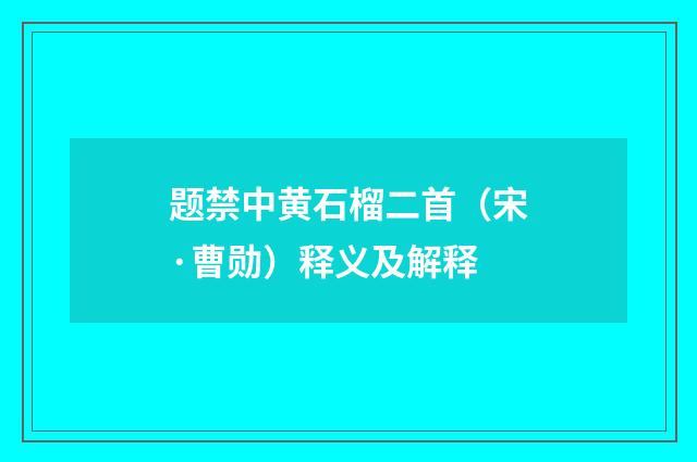题禁中黄石榴二首（宋·曹勋）释义及解释