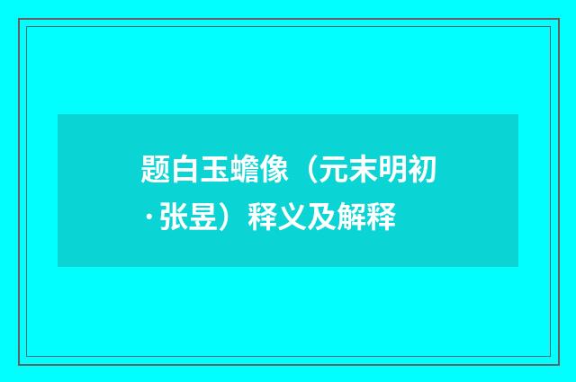 题白玉蟾像（元末明初·张昱）释义及解释