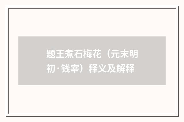 题王煮石梅花（元末明初·钱宰）释义及解释