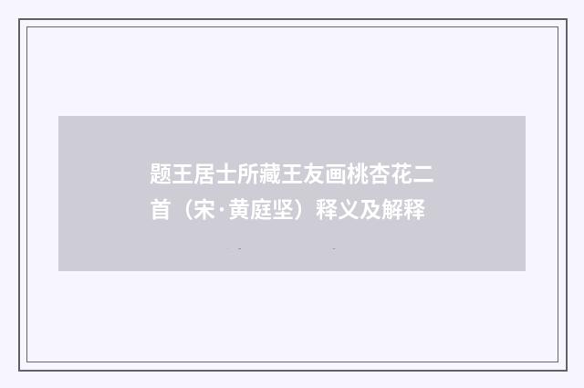题王居士所藏王友画桃杏花二首（宋·黄庭坚）释义及解释
