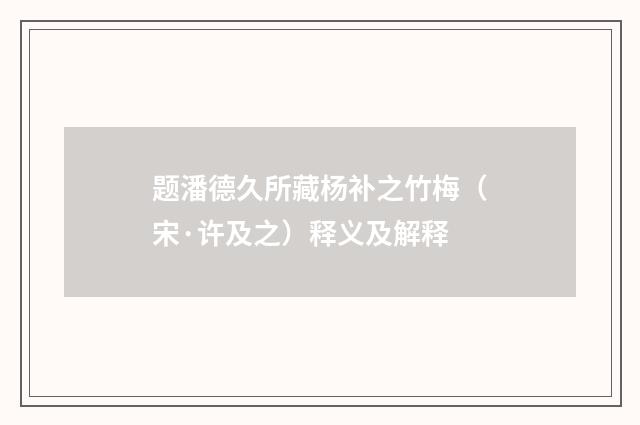题潘德久所藏杨补之竹梅（宋·许及之）释义及解释