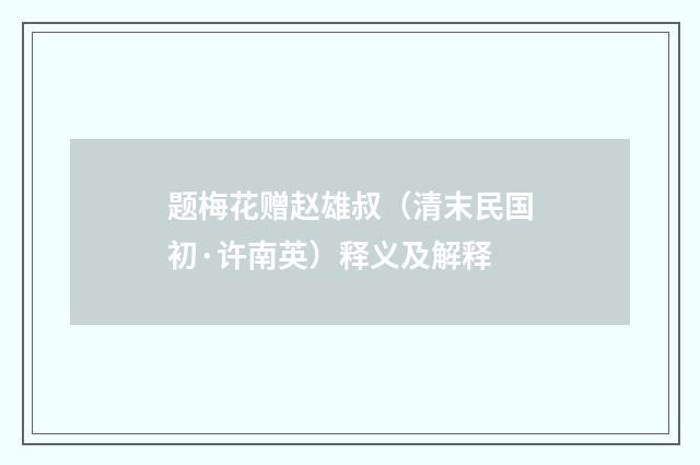 题梅花赠赵雄叔（清末民国初·许南英）释义及解释