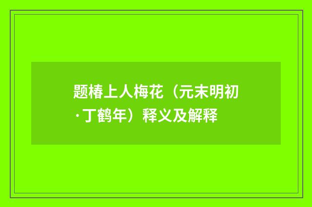 题椿上人梅花（元末明初·丁鹤年）释义及解释