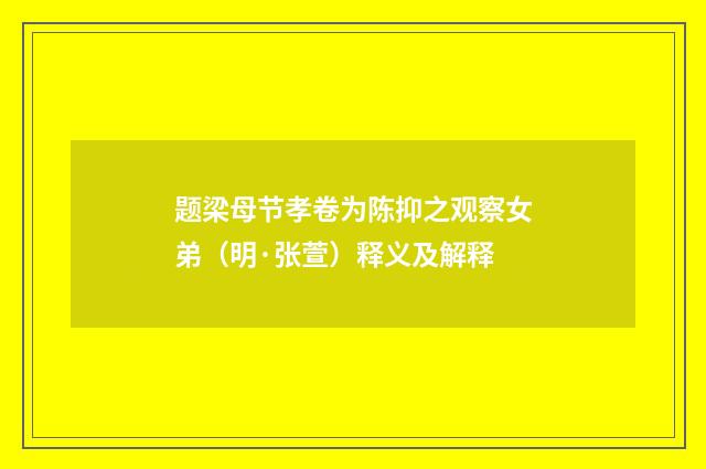 题梁母节孝卷为陈抑之观察女弟（明·张萱）释义及解释