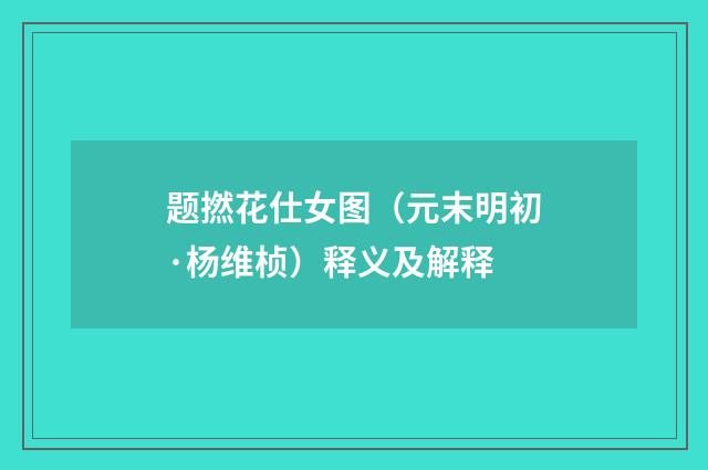 题撚花仕女图（元末明初·杨维桢）释义及解释