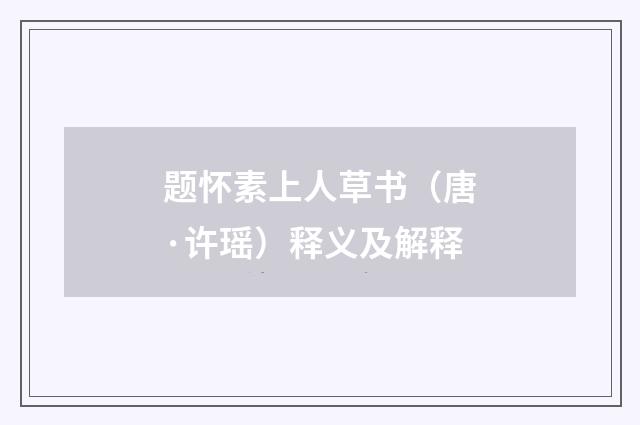 题怀素上人草书（唐·许瑶）释义及解释