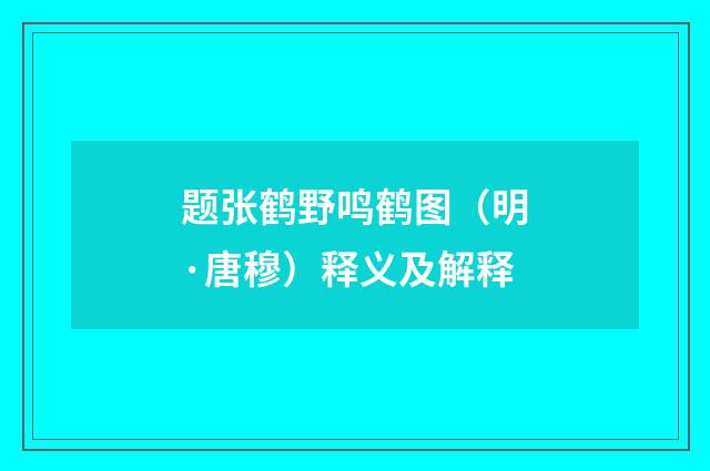 题张鹤野鸣鹤图（明·唐穆）释义及解释