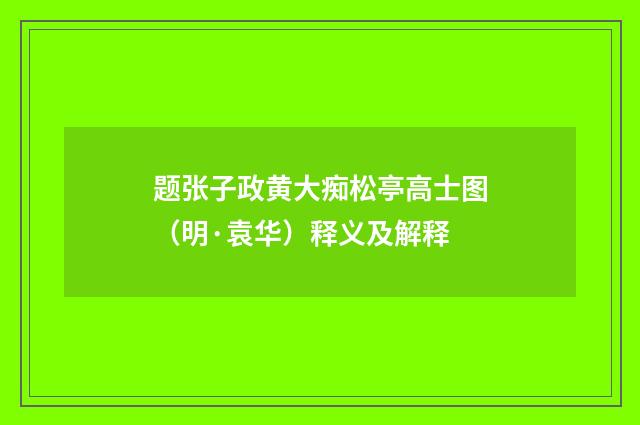 题张子政黄大痴松亭高士图（明·袁华）释义及解释