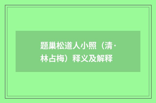 题巢松道人小照（清·林占梅）释义及解释