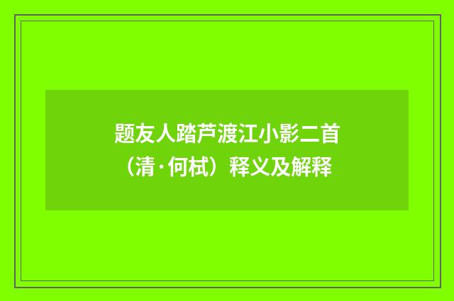 题友人踏芦渡江小影二首（清·何栻）释义及解释