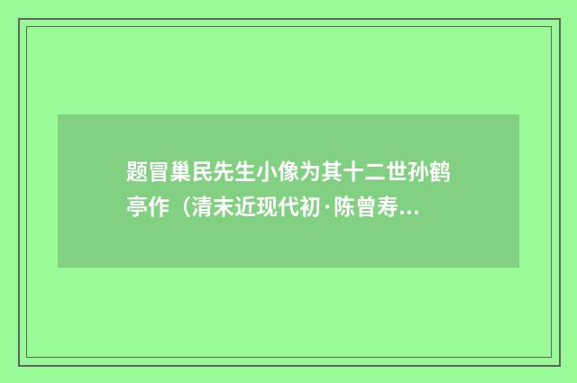 题冒巢民先生小像为其十二世孙鹤亭作（清末近现代初·陈曾寿）释义及解释