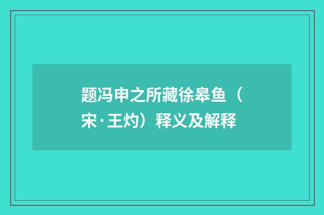 题冯申之所藏徐皋鱼（宋·王灼）释义及解释