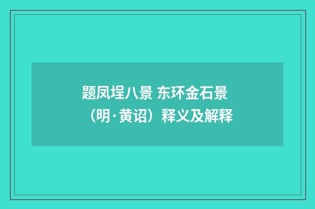 题凤埕八景 东环金石景（明·黄诏）释义及解释