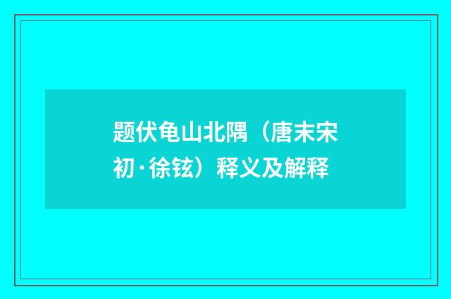 题伏龟山北隅（唐末宋初·徐铉）释义及解释