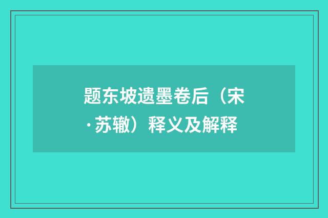 题东坡遗墨卷后（宋·苏辙）释义及解释
