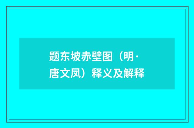题东坡赤壁图（明·唐文凤）释义及解释