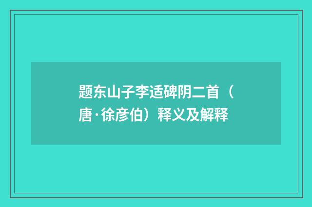 题东山子李适碑阴二首（唐·徐彦伯）释义及解释