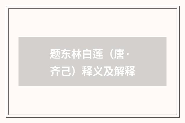 题东林白莲（唐·齐己）释义及解释
