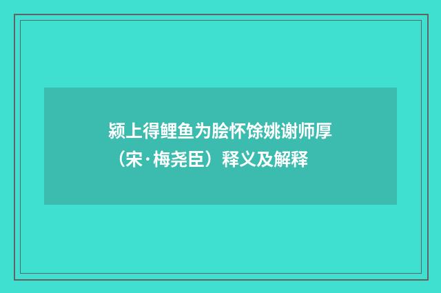 颍上得鲤鱼为脍怀馀姚谢师厚（宋·梅尧臣）释义及解释
