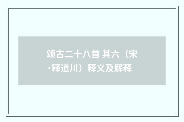 颂古二十八首 其六（宋·释道川）释义及解释