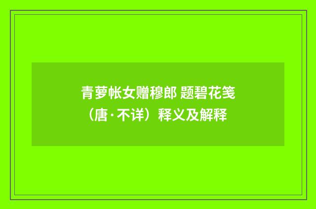 青萝帐女赠穆郎 题碧花笺（唐·不详）释义及解释