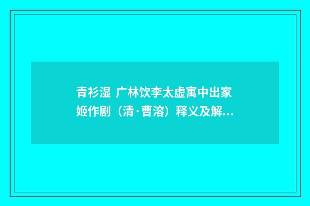 青衫湿  广林饮李太虚寓中出家姬作剧（清·曹溶）释义及解释