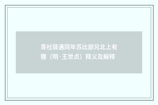 青社驿遇同年苏比部兄北上有赠（明·王世贞）释义及解释