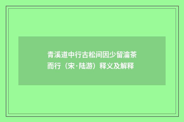 青溪道中行古松间因少留瀹茶而行（宋·陆游）释义及解释