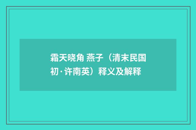 霜天晓角 燕子（清末民国初·许南英）释义及解释