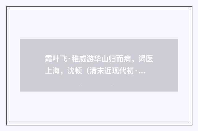 霜叶飞·稚威游华山归而病，谒医上海，沈顿（清末近现代初·金兆蕃）释义及解释