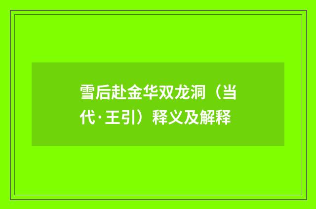 雪后赴金华双龙洞（当代·王引）释义及解释
