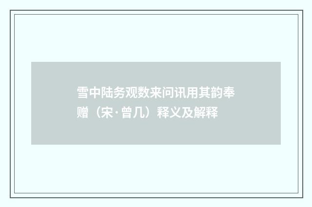 雪中陆务观数来问讯用其韵奉赠（宋·曾几）释义及解释