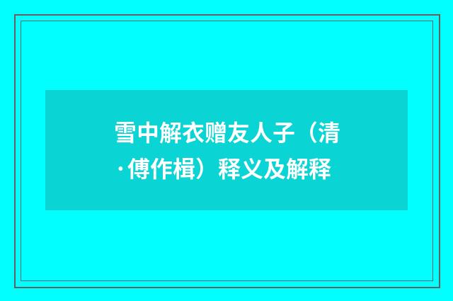 雪中解衣赠友人子（清·傅作楫）释义及解释