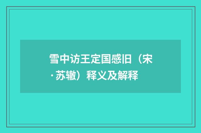 雪中访王定国感旧（宋·苏辙）释义及解释