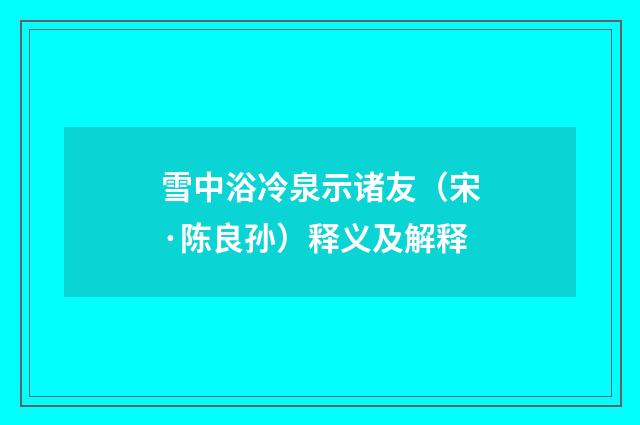 雪中浴冷泉示诸友（宋·陈良孙）释义及解释