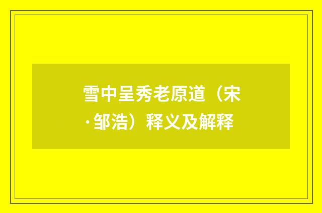 雪中呈秀老原道（宋·邹浩）释义及解释