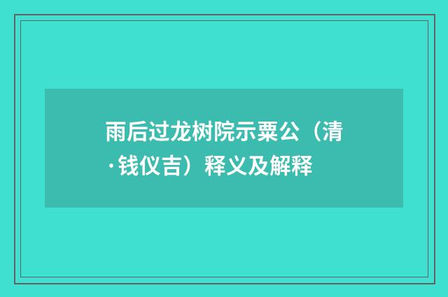 雨后过龙树院示粟公（清·钱仪吉）释义及解释