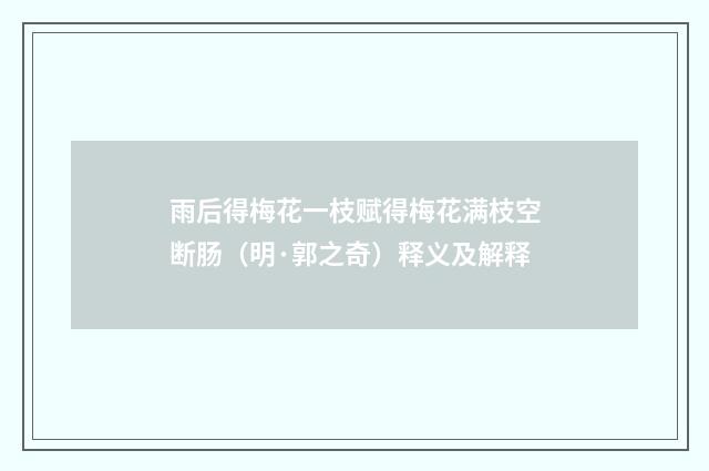 雨后得梅花一枝赋得梅花满枝空断肠（明·郭之奇）释义及解释